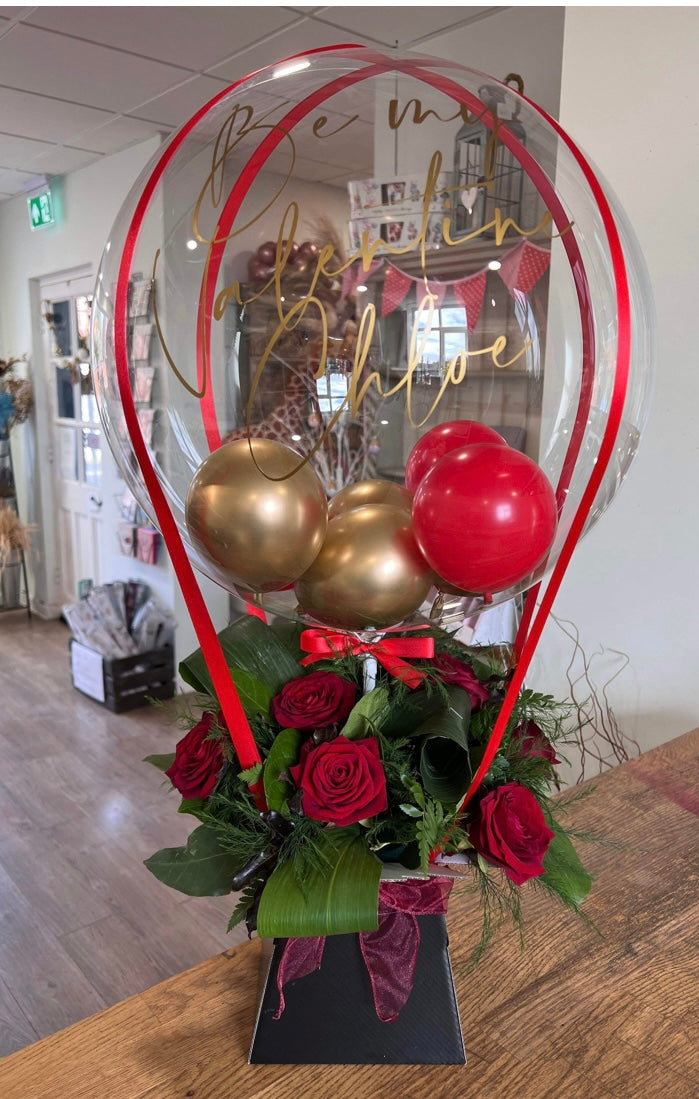 6 red rose hot air balloon