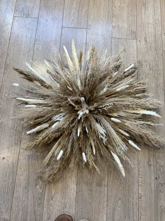 Dried Pampas wall installation