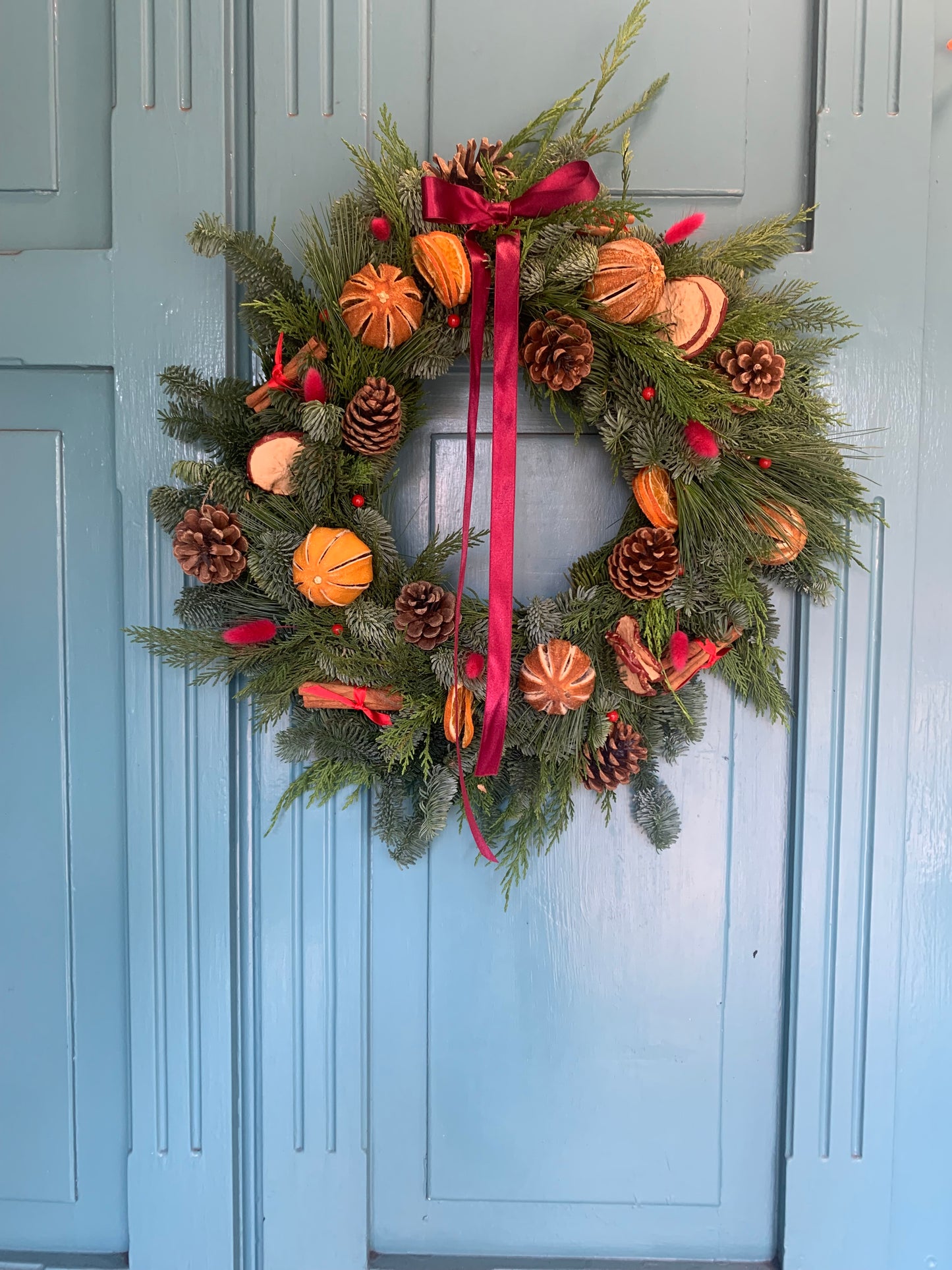 Fruit and spice door wreath.