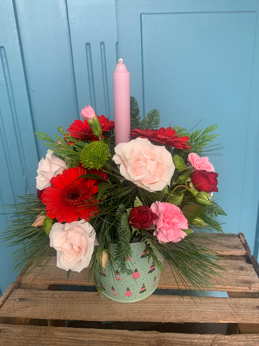 Blush round arrangement